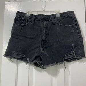 Madewell Mom Jean Black Denim Shorts